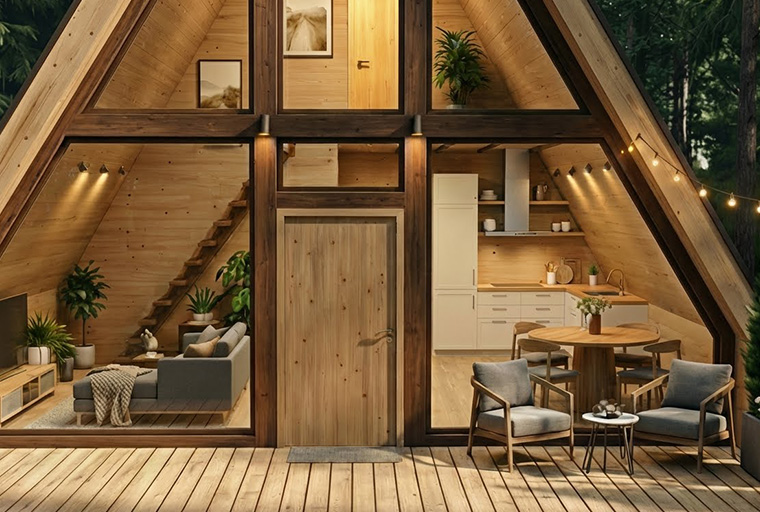 Структура інженерних систем будинку в стилі A-frame